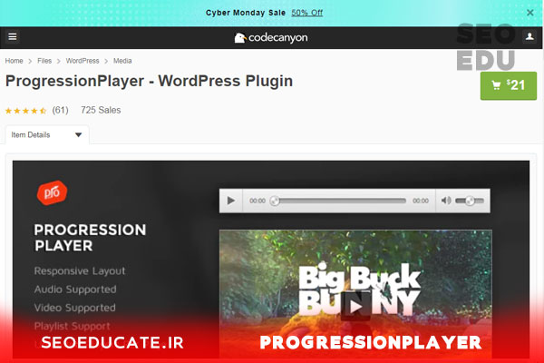 10- افزونه نمایش فیلم در سایت ProgressionPlayer