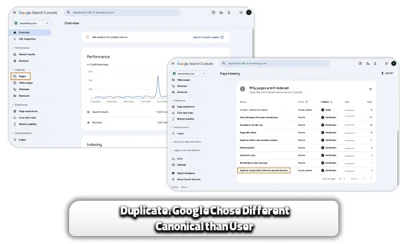 ارورهای سرچ کنسول + آموزش رفع ارورهای سرچ کنسول 9 Duplicate, Google Chose Different Canonical than User