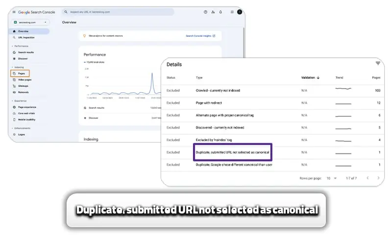 ارورهای سرچ کنسول + آموزش رفع ارورهای سرچ کنسول 11 Duplicate, submitted URL not selected as canonical
