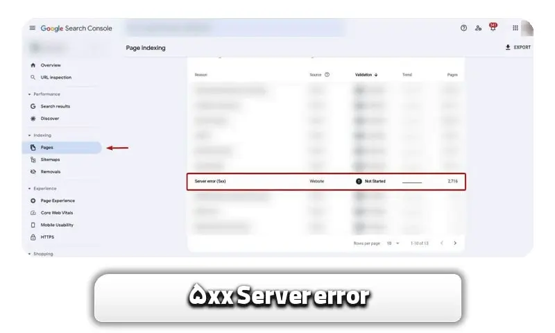 ارورهای سرچ کنسول + آموزش رفع ارورهای سرچ کنسول 20 Server error 5xx