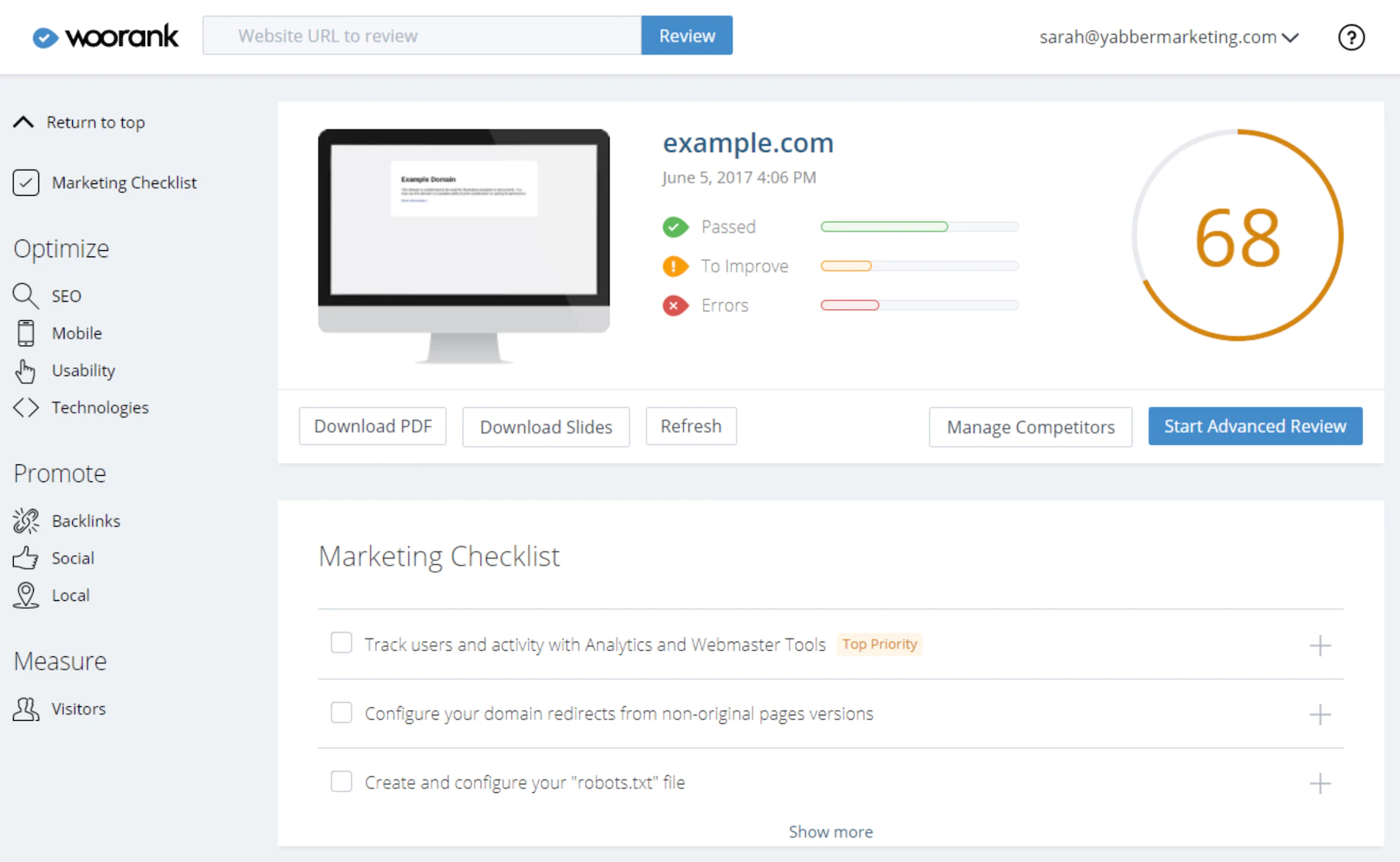 شگفت انگیزترین ابزارهای سئو + معرفی ابزارها 18 Woorank