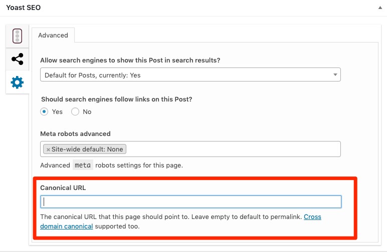 فعال کردن تگ کنونیکال