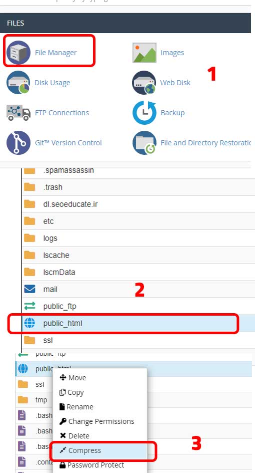 آموزش تصویری بکاپ سایت