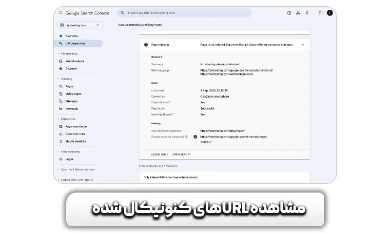 ارورهای سرچ کنسول + آموزش رفع ارورهای سرچ کنسول 10 مشاهده URLهای کنونیکال شده