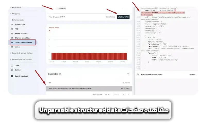 روش مشاهده صفحات دارای ارور Unparsable structured data