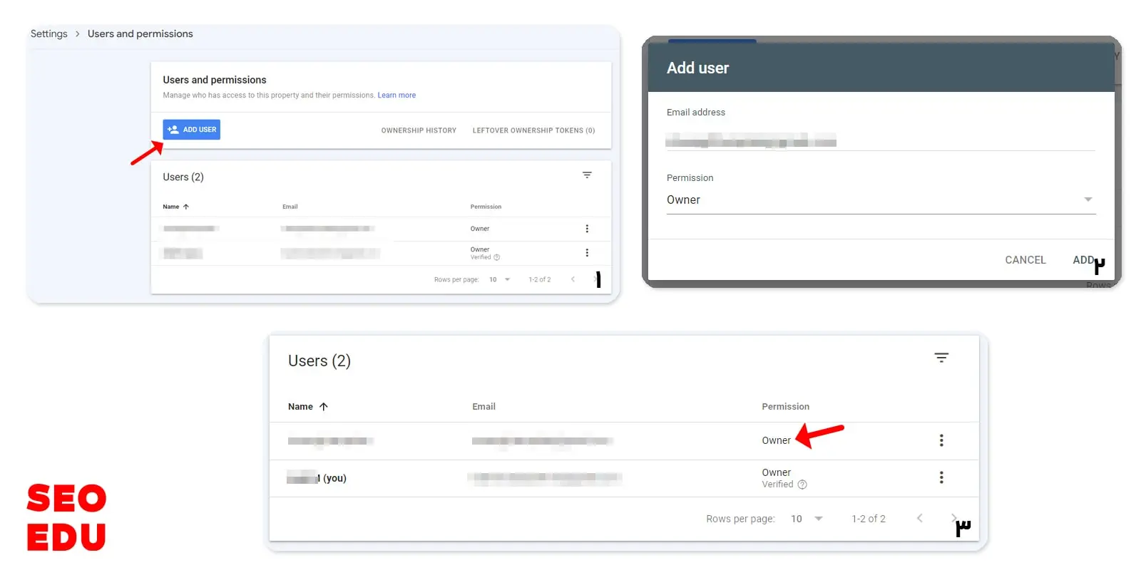 چگونه مالک سرچ کنسول را حذف کنم یا تغییر دهم؟ - حذف مالک Verified و Delegated 7 نحوه حذف کردن مالک سرچ کنسول 1