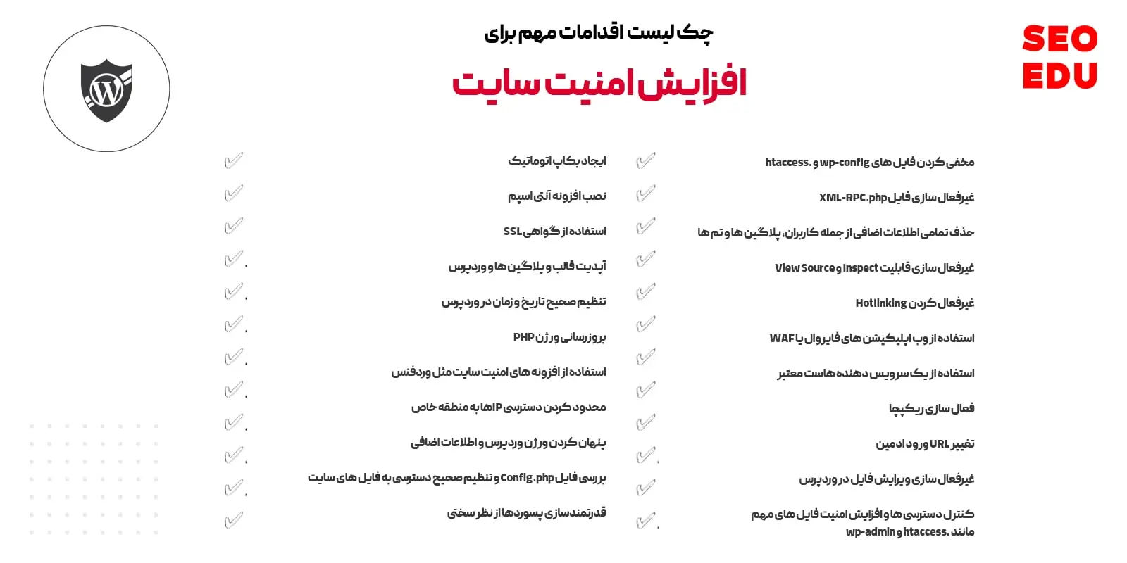 چک لیست امنیت سایت وردپرس